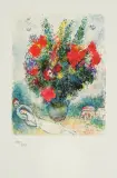 Marc Chagall, Kompozycja z kwiatami, litografia barwna, papier