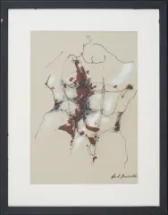 Andrzej Domżalski, Para, 2009, akryl, tusz pióro, pastel, papier ciemnobeżowy