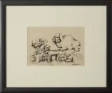 Jan Lebensztejn, Ilustracja do Folwarku zwierzęcego, tusz pióro, papier kremowy