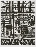 Teresa Jakubowska, Pracujący w przemyśle, 1978, linoryt, papier