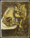 Kąpiąca się i satyr by Jan Lebensztejn, litografia barwna, papier, sold Aug 2011