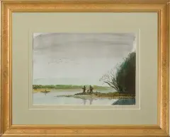 Jarosław Modzelewski, Szkic do obrazu Wędkarze, 2006, akwarela, papier