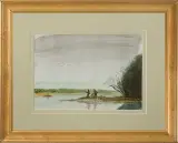 Szkic do obrazu Wędkarze by Jarosław Modzelewski, 2006, akwarela, papier, sold Aug 2011