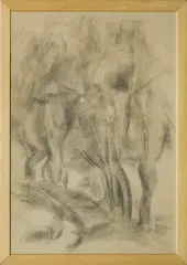 Roman Opałka, Drzewa, 1953, węgiel, papier
