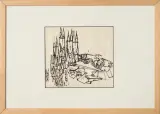 Roman Opałka, Szkic ilustracji, 1957, tusz pióro, gwasz, papier