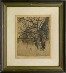 Jan Rubczak, Kościół Sorbony w Paryżu, akwaforta, papier