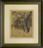 Jan Rubczak, Kościół Sorbony w Paryżu, akwaforta, papier