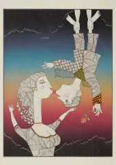 Dmitrij Markelov, Pocałunek, 1996, akwarela, tusz, pióro, papier