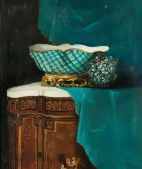 Germain Théodule Ribot, MARTWA NATURA Z KWIATEM HORTENSJI, olej, płótno