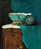 Germain Théodule Ribot, MARTWA NATURA Z KWIATEM HORTENSJI, olej, płótno