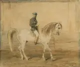 JEŹDZIEC NA BIAŁYM KONIU by Juliusz Kossak, 1888, akwarela, papier, sold Jun 2011