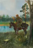 UŁAN NA WIDECIE by Jerzy Kossak, 1933, olej, sklejka, sold Jun 2011