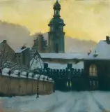 ZIMOWY WIECZÓR WE LWOWIE by Odo (Otton) Dobrowolski, 1912, pastel, papier, offered Jun 2011