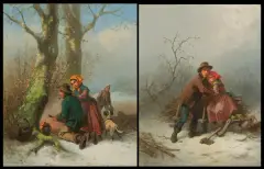 Ferdinand Marohn, Para obrazów: ZIMA W LESIE, olej, deska