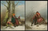 Ferdinand Marohn, Para obrazów: ZIMA W LESIE, olej, deska
