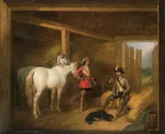 Józef Brodowski, ODPOCZYNEK KAWALERZYSTÓW, 1854 ?, olej, płótno