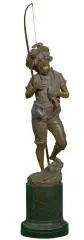 Ernst Seger, MAŁY WĘDKARZ, ok. 1900, brąz patynowany, marmur