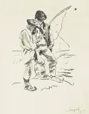 Leon Wyczółkowski, RYBACY, 1910, litografia kredką, papier