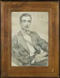 Józef Mehoffer, PORTRET MĘSKI, ołówek, papier