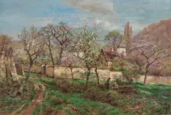 WIOSNA W OGRODZIE by Heinrich Hartung, 1901, olej, płótno, sold Jun 2011
