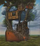 SZTORMY BIAŁOBRZESKIE by Jacek Yerka, 1997, olej, płótno, sold Jun 2011