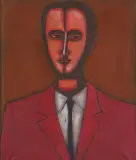 PORTRET MĘŻCZYZNY by Jerzy Nowosielski, 1959, olej, płótno, sold Jun 2011