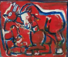 KONIE by Eugeniusz Markowski, olej, płótno, sold Jun 2011