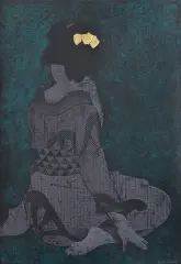 Grażyna Bartnik, Gejsza, 2011, technika własna, papier czarny
