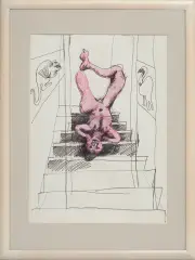 Jan Lebensztejn, Kompozycja, 1967, akwarela, długopis, papier