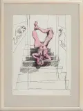 Jan Lebensztejn, Kompozycja, 1967, akwarela, długopis, papier