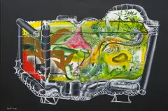 Hodowla młodego wulkanu by Robert Listwan, 2010, akryl, płótno, sold May 2011