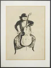 Yuri Krasny, Wiolonczelista, 1975, litografia, papier