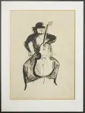 Yuri Krasny, Wiolonczelista, 1975, litografia, papier