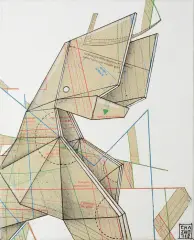 Daniel Chazme Kaliński, Bez tytułu, 2011, collage, papier naklejony na płótno