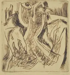 Marian Malina, Postać, 1949, sucha igła, papier