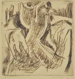 Marian Malina, Postać, 1949, sucha igła, papier