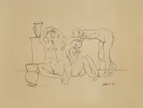 Otto Axer, Trzy akty kobiece, 1979, tusz pióro, papier kremowy