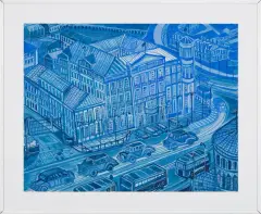 Edward Dwurnik, Warszawa niebieska, Hotel Bristol, 1994, akwarela, gwasz, papier