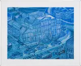 Warszawa niebieska, Hotel Bristol by Edward Dwurnik, 1994, akwarela, gwasz, papier, sold Mar 2011