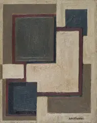 Zbigniew Gostwicki, Kompozycja geometryczna, olej, sklejka