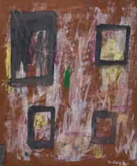 Aleksander Kobzdej, Kompozycja z kwadratami, 1960, gwasz, papier