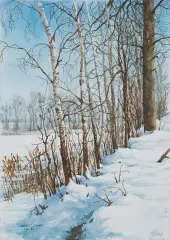 Andrzej Otawa, Pejzaż zimowy, 2010, akwarela, papier