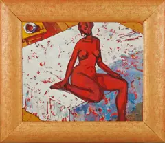 Ventzislav Piriankov, Mała czarna, 2003, olej, płyta