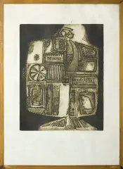 Ferdynand Szypuła, Muzykant, 1965, akwaforta, akwatinta, odprysk barwny, papier