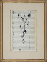 Witold-K, Pięciolinia, 1985, tusz pióro, akwarela, papier