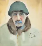 AUTOPORTRET by Julian Fałat, ok. 1915, akwarela, papier, sold Mar 2011