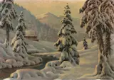 Dariusz Wasowicz, ZIMA W GÓRACH, olej, tektura