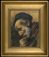 Leopold Pilichowski, PORTRET STAREGO ŻYDA, pastel, tektura
