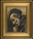 Leopold Pilichowski, PORTRET STAREGO ŻYDA, pastel, tektura