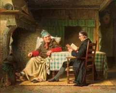 ODWIEDZINY by Charles Meer Webb, 1890, olej, płótno, sold Mar 2011